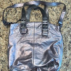 metallic shoulder bag